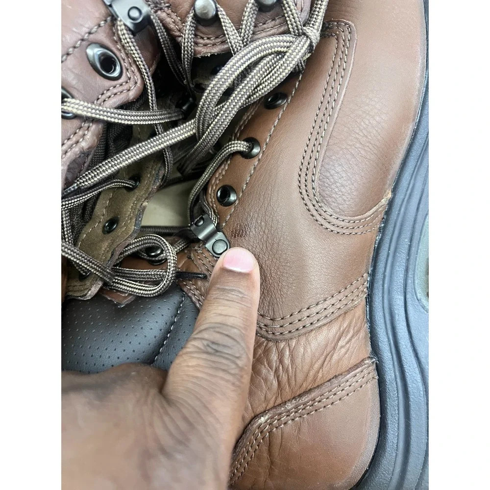 Timberland Pro Titan Work Boots Men US 8.5 Dark Brown Leather Lace Up Waterproof